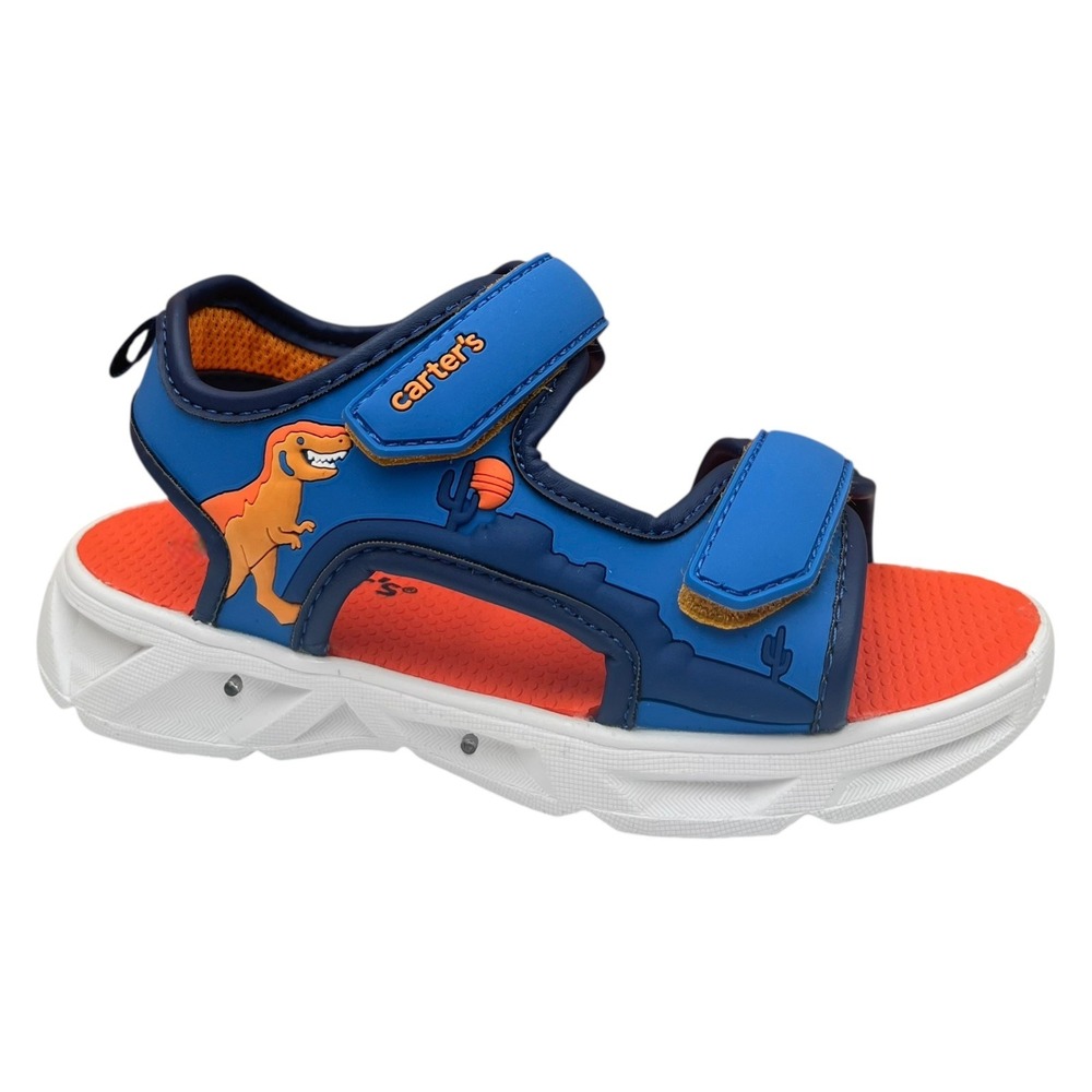 Carter's Little Boys Open Toe Sandals Size 12 Blue Orange Light-up Adjustable - Picture 11 of 11